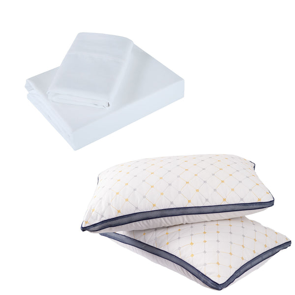 Royal Comfort 1200TC Sheet Set and 2 Air Mesh Pillows Bedding Bundle