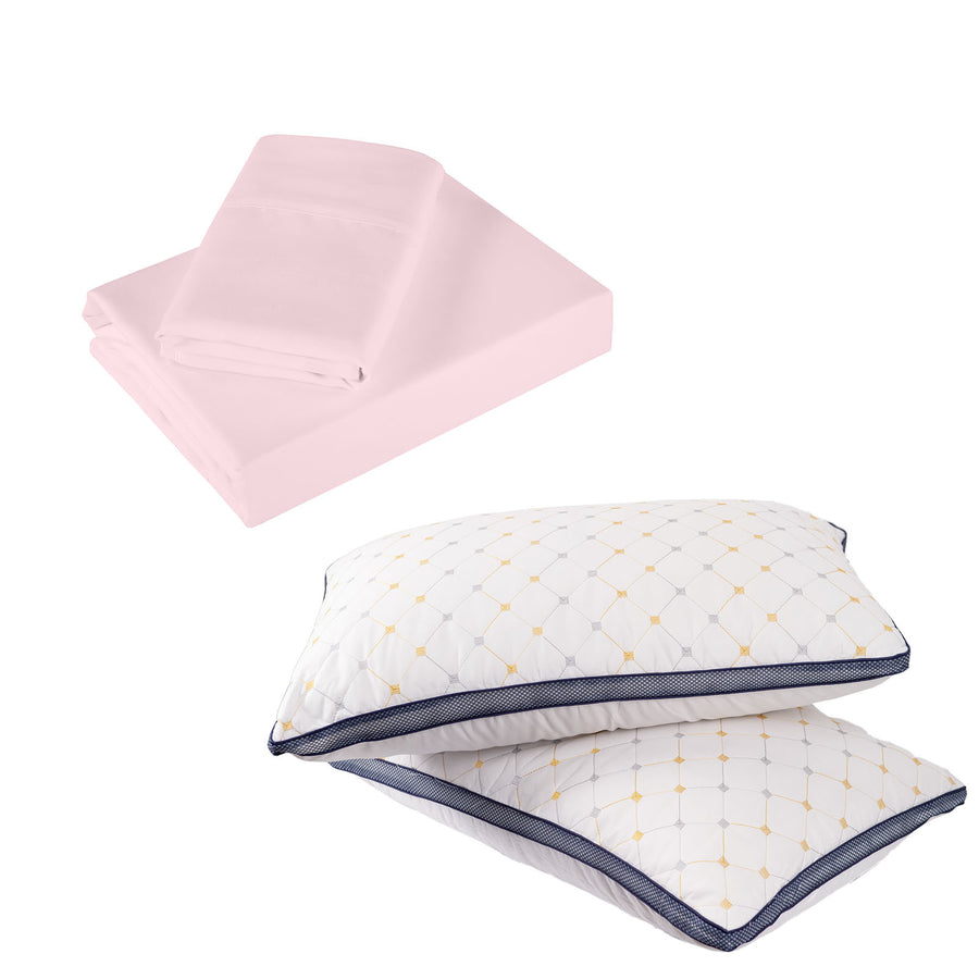 Royal Comfort 1200TC Sheet Set and 2 Air Mesh Pillows Bedding Bundle