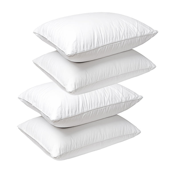 Royal Comfort Duck Feather Down Pillows 50 x 75cm Set Hotel Quality 4 Pack